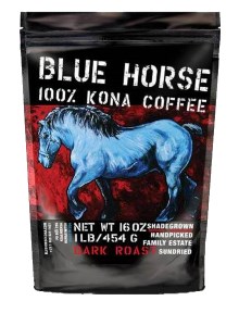 Blue Horse 100% Kona Hawaiian Dark Roast Coffee